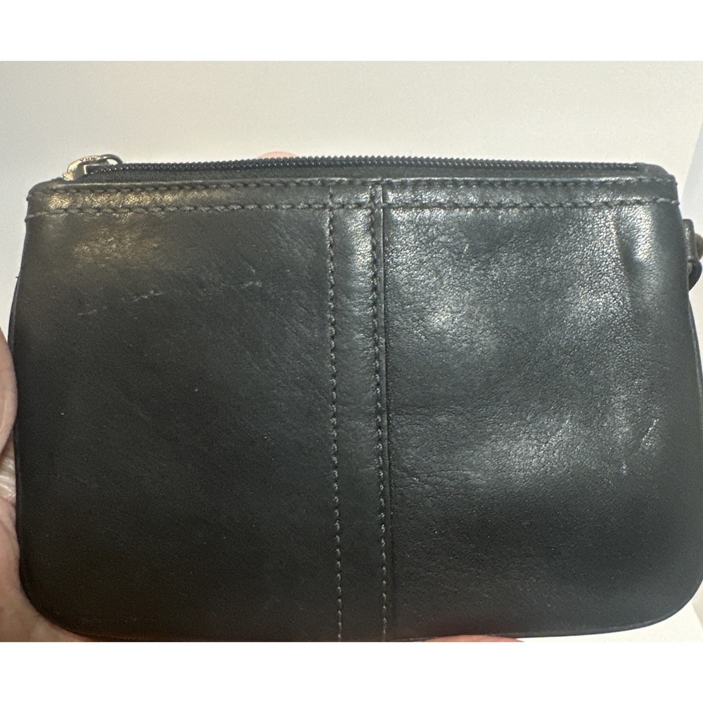 Coach Leather  Wristlet Purse Clutch Wallet Black Coach Signature Logo 6x4x1 - Picture 3 of 6